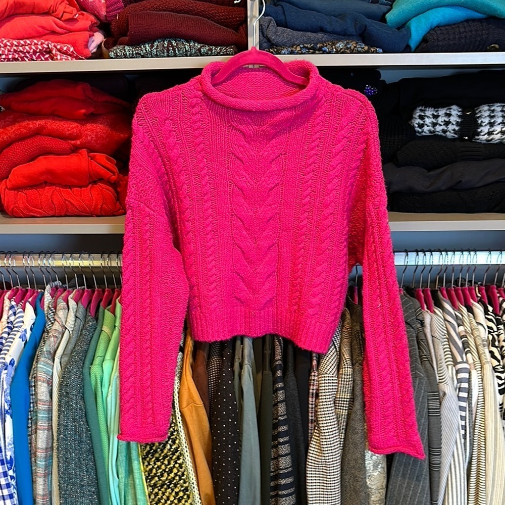 Pilcro hot pink long sleeve roll neck sweater size XXS
